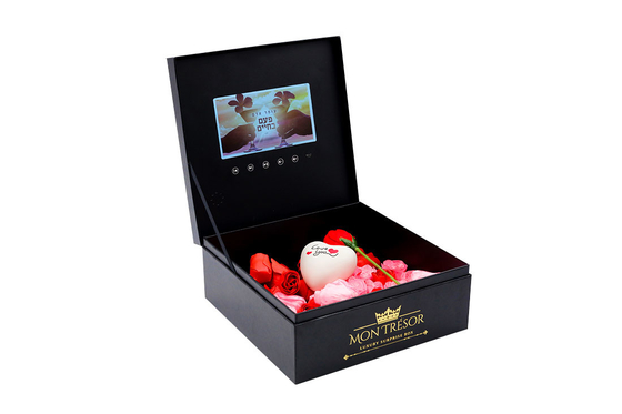 Layar LCD kotak hadiah magnetik mewah menyapa paket hadiah video untuk undangan pernikahan
