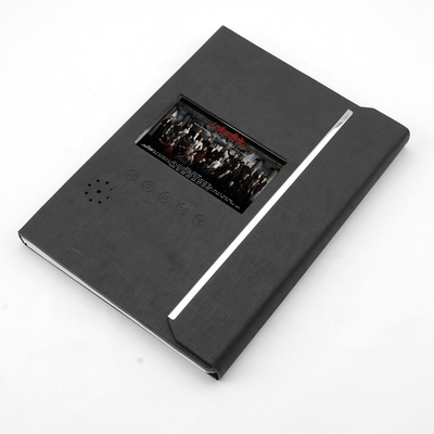 Hitam PU LCD Video Folder ukuran A4, Kartu Ucapan Video 4,3 inci