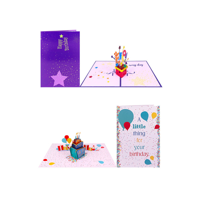 Cetak Offset 3D Pop Up Kartu Ulang Tahun, Kartu Ulang Tahun 3D Ukuran 148 × 210mm