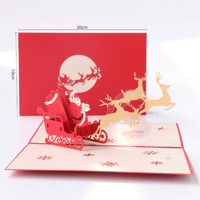 Bahan Kertas Kartu Ucapan Pop Up 3D Untuk Liburan Ukuran 20×13cm Warna CMYK