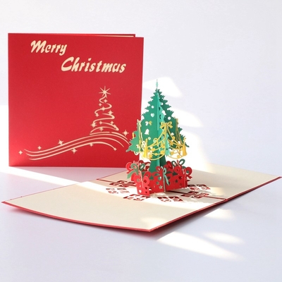 Cetak Offset 3D Pop Up Kartu Ucapan Natal Ukuran 15cm×15cm×10.7cm