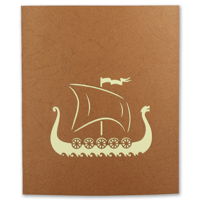 Handmade Boat 3D Pop Up Kartu Ucapan Cetak Offset Ukuran 14.8 × 21cm
